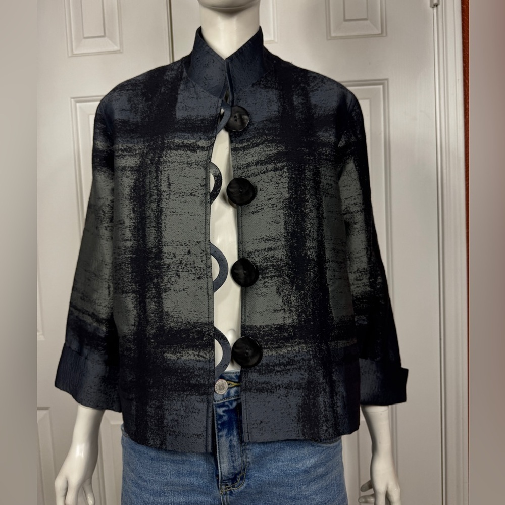 CAROLINE ROSE Cotton blend Elegant Black and Gray Women's Blazer SZ Small